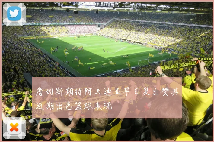 詹姆斯期待阿夫迪亚早日复出赞其近期出色篮球表现